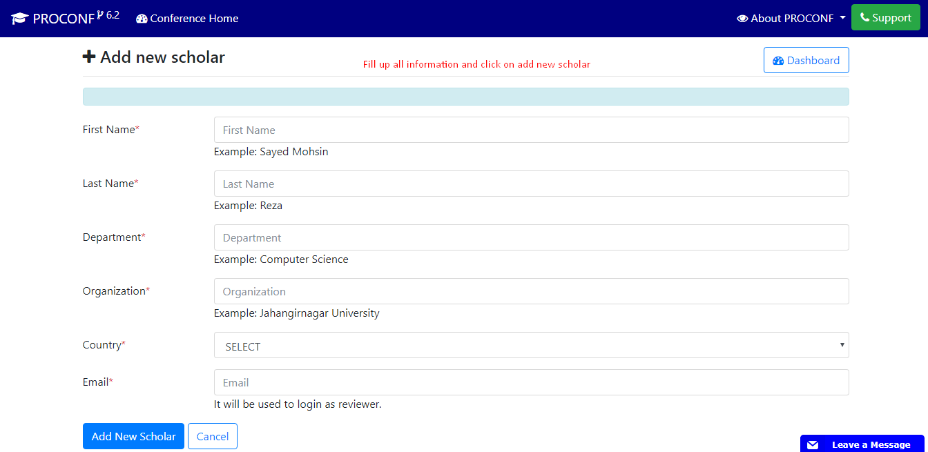 PROCONF add new scholar form v6